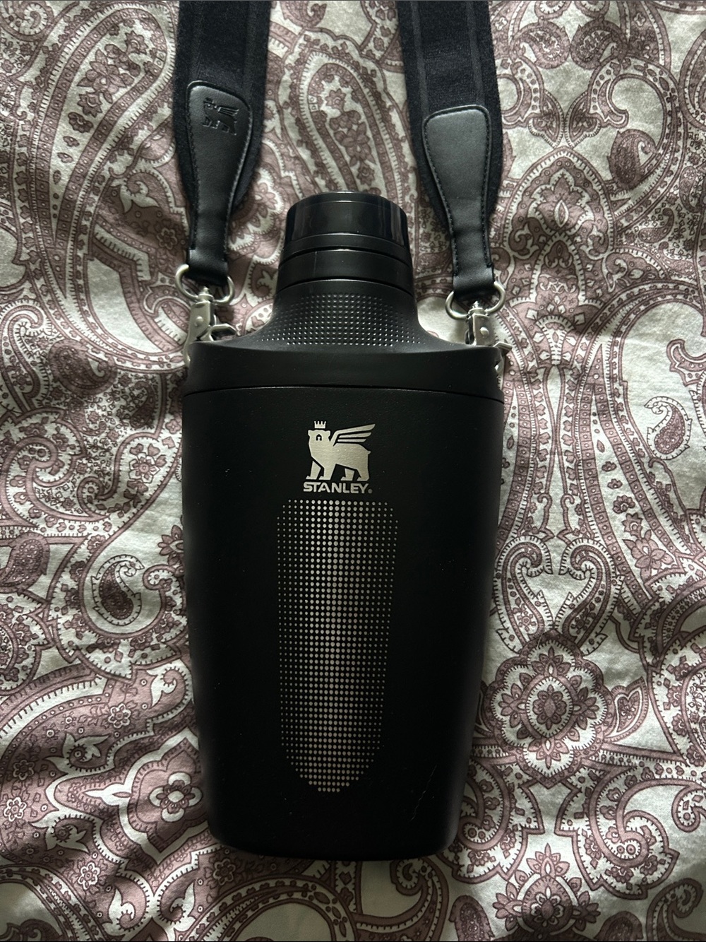 Stanley Black Insulated Flask with Removable Shoulder Strap